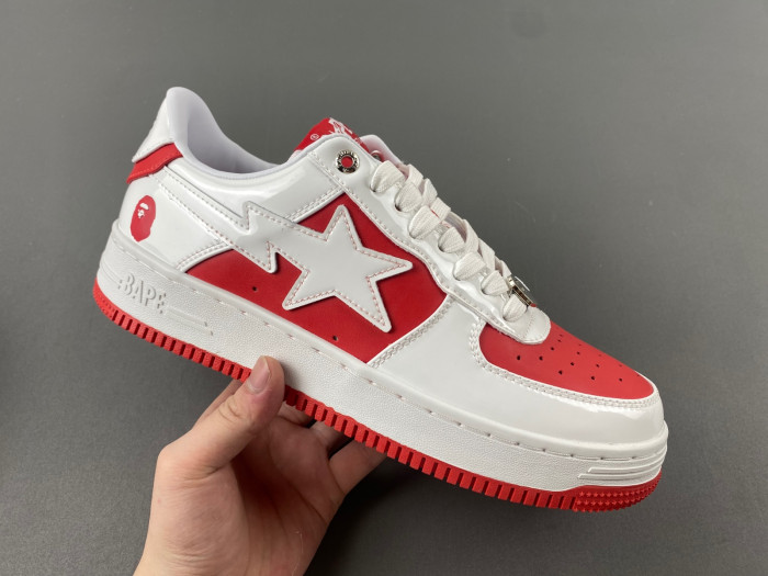 a bathing ape bape sta patent leather white grey