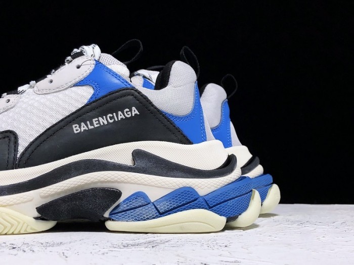 balen triple s trainers clear sole b;ack blue white 541624 w09oh 1007