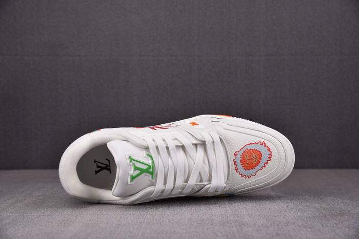 l&v x yayoi kusama trainer white print