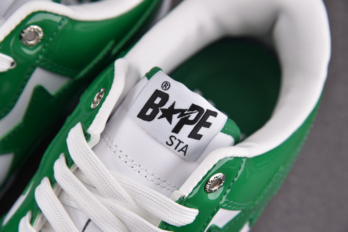 a bathing ape bape sta patent leather green white