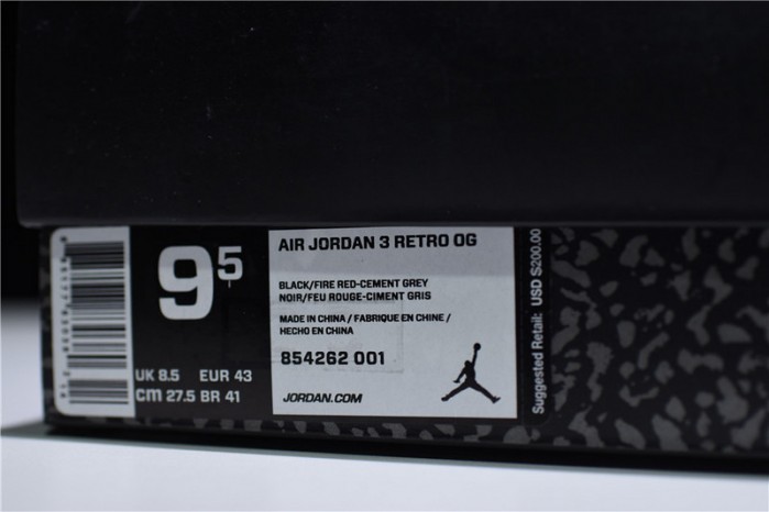 air jordan 3 “black cement” 854262-001