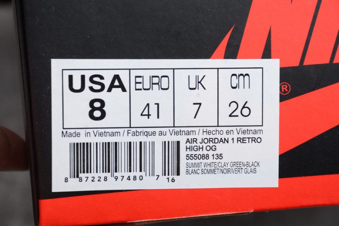 air jordan 1 retro "clay green" 555088-135