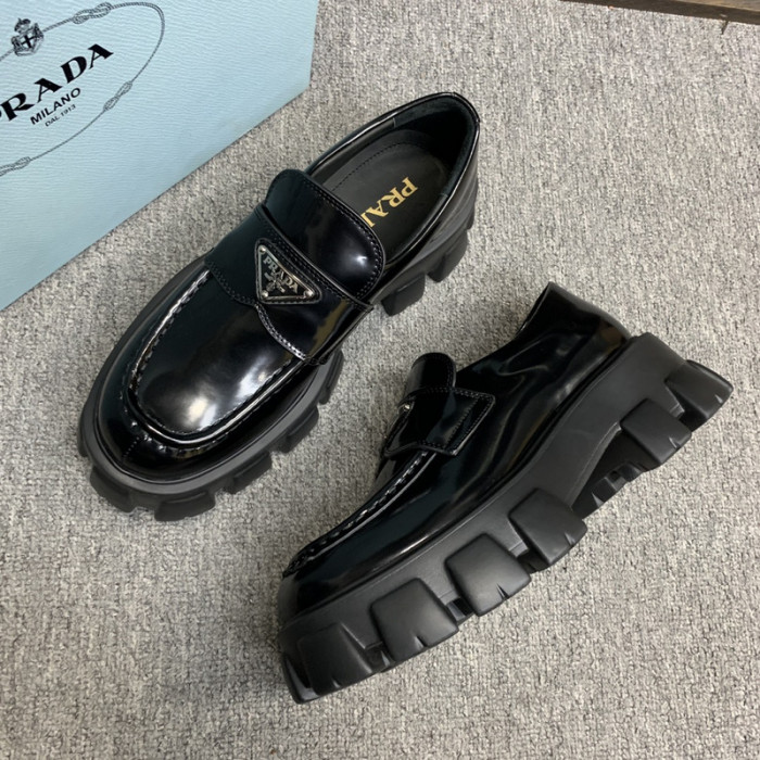 prad brushed leather loafers
