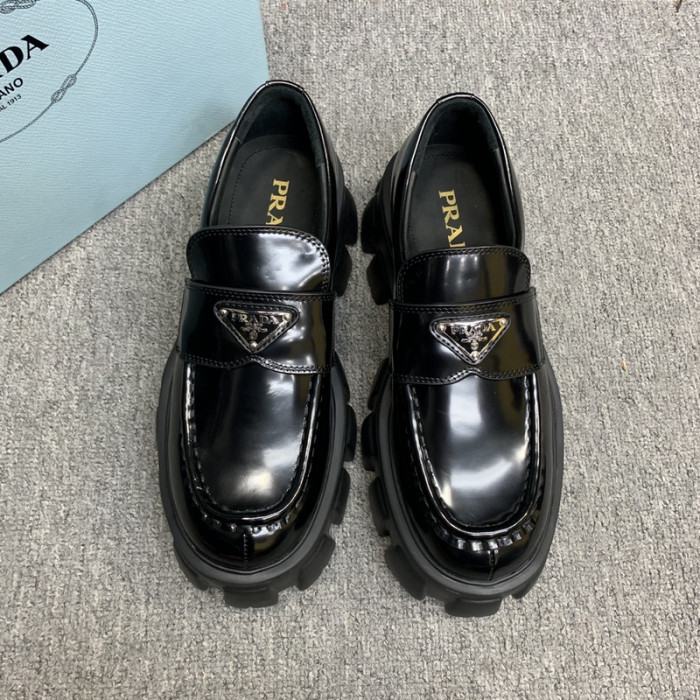 prad brushed leather loafers