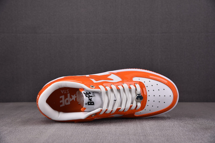 a bathing ape bape sta patent leather orange white