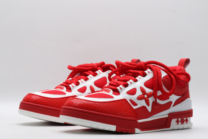 l&v skate sneaker red white