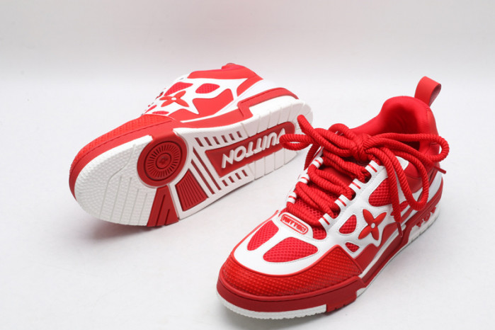 l&v skate sneaker red white