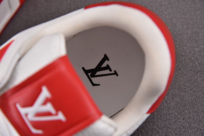 l&v x yayoi kusama trainer white red