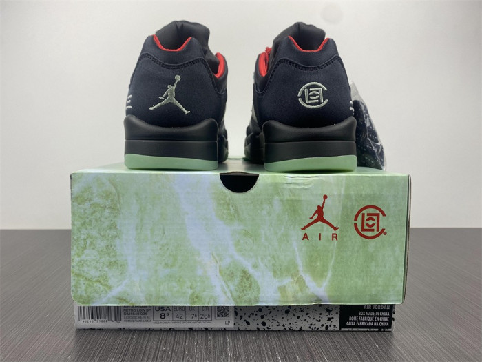 clot x air jordan 5 low black green red dm4640-036