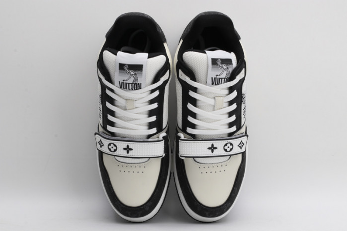 l&v trainer velcro strap monogram denim black white