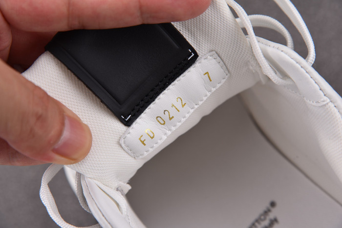 l&v x yayoi kusama trainer white black