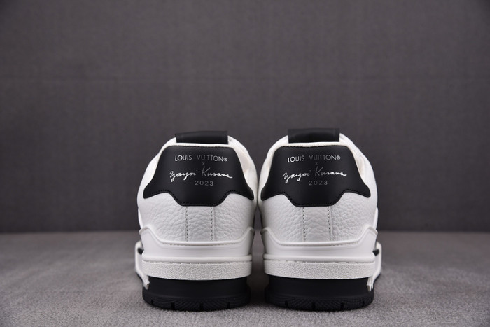 l&v x yayoi kusama trainer white black